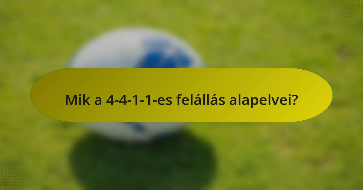 Mik a 4-4-1-1-es felállás alapelvei?